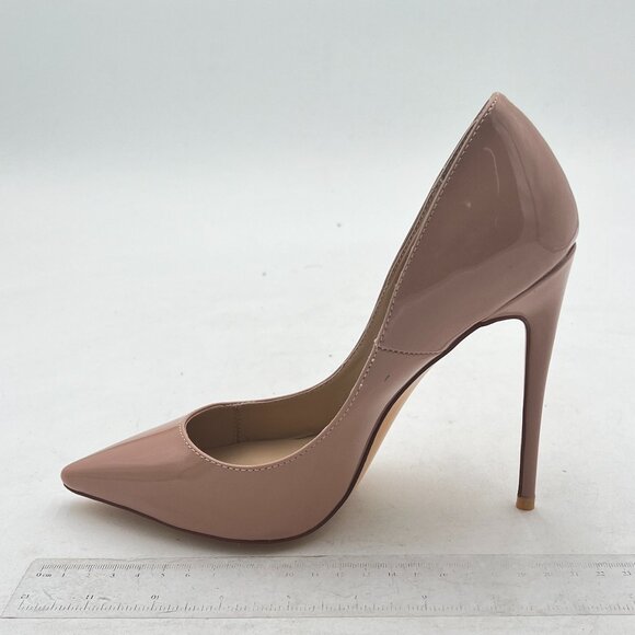 FSJ Nude Pointed Toe Pumps High Heel Sexy Stilettos Slip On Office Cute Shoes - Picture 2 of 7